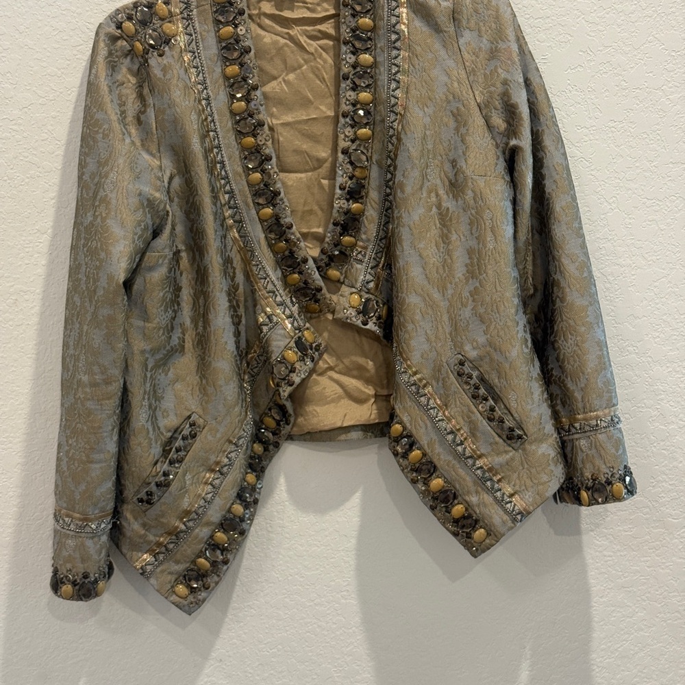 Monsoon Gold and Silver beaded Embellished Blazer (UK 8) - Picture 3 of 6